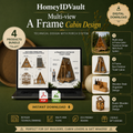 4-in-1 A-Frame Cabin Construction Plans Bundle | DIY Technical Design with Porch System, Eco Outdoor Toilet & Woodworking Gift Designs | Digital Download PDF & PNG