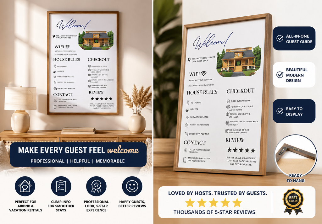 Airbnb Welcome Sign Template | Editable Canva | English
