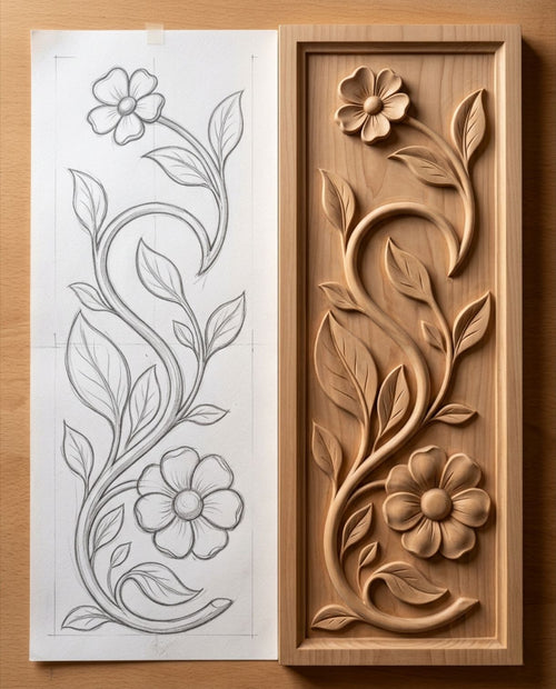 Premium 3D Wood Carving STL Files for CNC - Relief Floral Panels & Furniture Decor Digital Pack