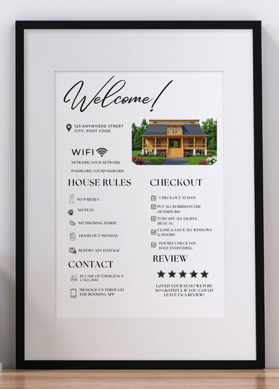Airbnb Welcome Sign Template | Editable Canva | English