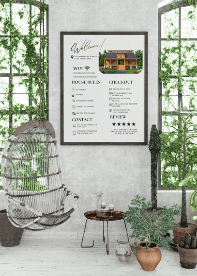 Airbnb Welcome Sign Template | Editable Canva | English