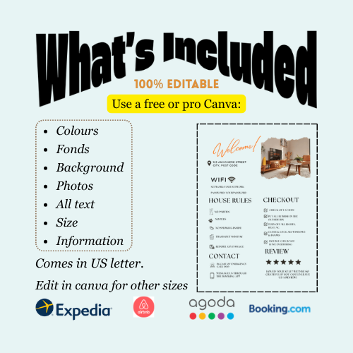 Airbnb Welcome Sign Template | Editable Canva | English